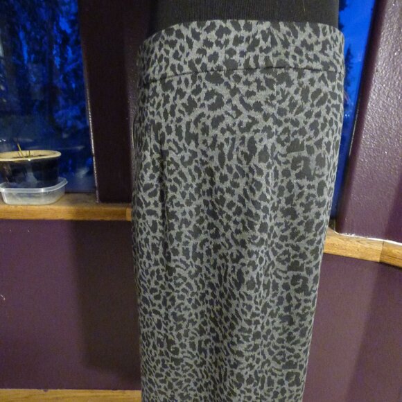 JOHN PAUL RICHARD GOTH PIN UP GRAY BLACK LEOPARD PRINT MINI SKIRT SECRETARY XL - Picture 2 of 5